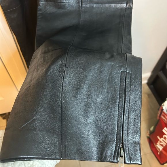 NWT Harve Bernard Vintage Wide Leg Ankle Zip Leather Pants - Picture 6 of 6